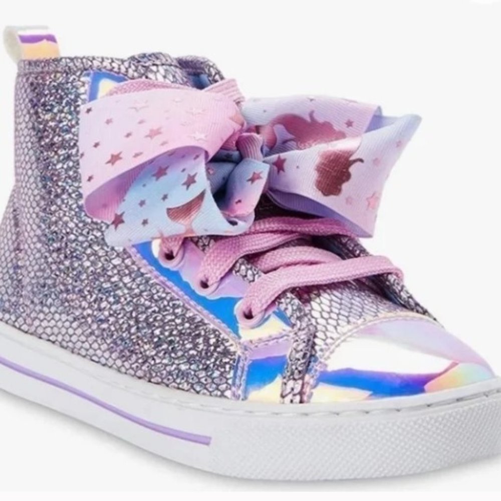 JoJo Siwa Shoes Sneakers High Top Glitter Rainbow Tye Mermaid Size 3 Big Girls